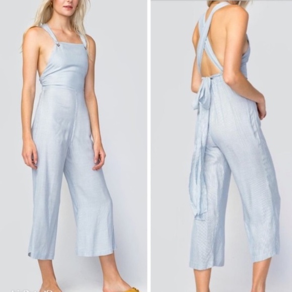 Wildfox Pants - Wildfox Stripe Chambray Gene Romper Jumpsuit